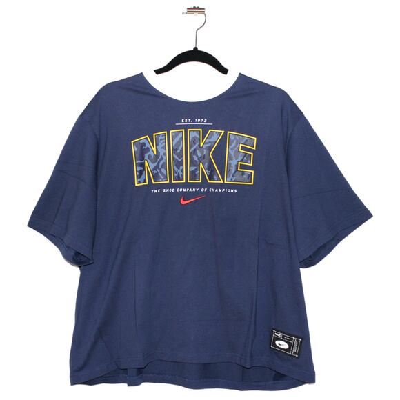 Nike Women's Boxy T-Shirt Midnight Navy The Shoe Company of Champions NWT - Picture 1 of 12